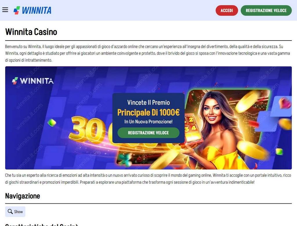 Winnita Casino Online è legittimo? - Recensione 2025
